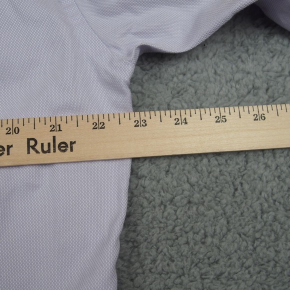 David Donahue Dress Shirt Mens 16.5 34 Trim Fit Purple Check Button Up Work - Picture 8 of 10